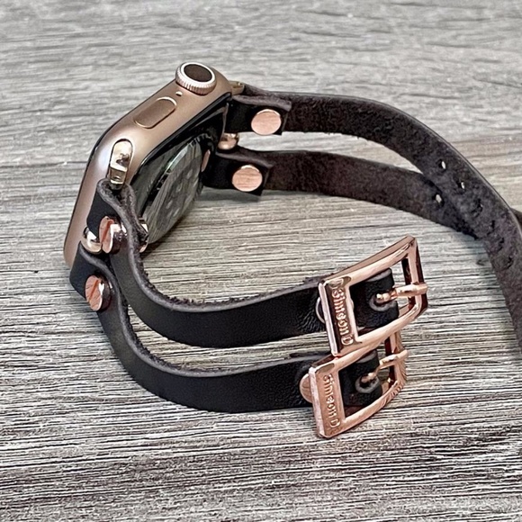 Apple Watch Leather Band Dark Brown Rose Gold main image 6